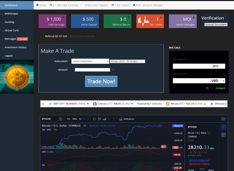 Full dashboard for Binary services